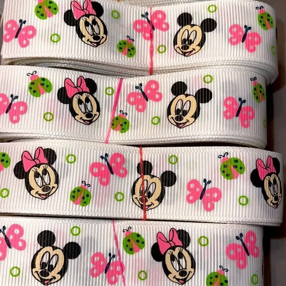 Grosgrain Ribbon 7/8” 5 yards NEW Mickey Mouse Minnie Mouse classic butterfly